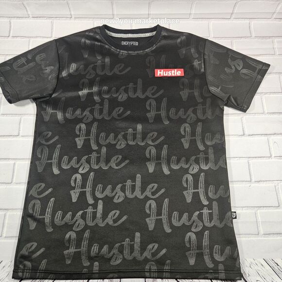 Hustle Black T-Shirt Men’s Size [L] Red Box Logo Graphic Tee short sleeve - Picture 1 of 9